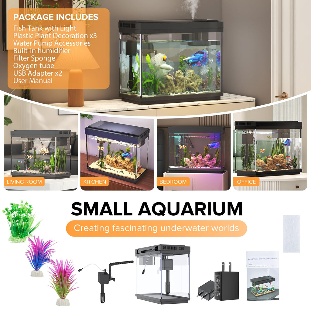 2.4-Gallon Aquarium Starter Kit with Quiet Pump O352