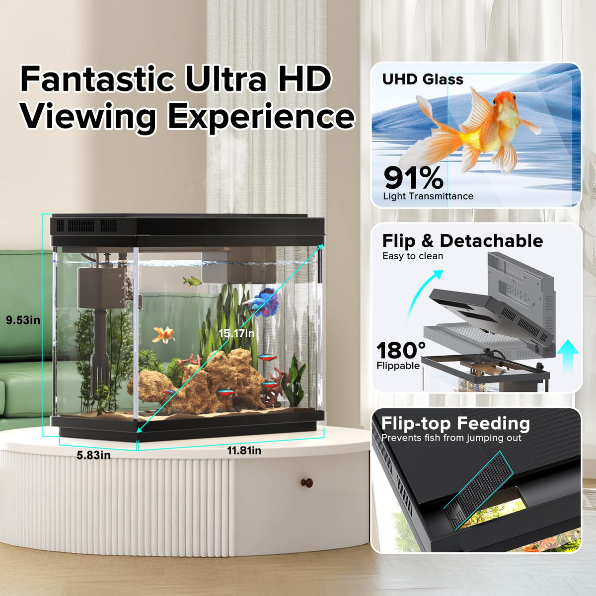 2.4-Gallon Aquarium Starter Kit with Quiet Pump O352