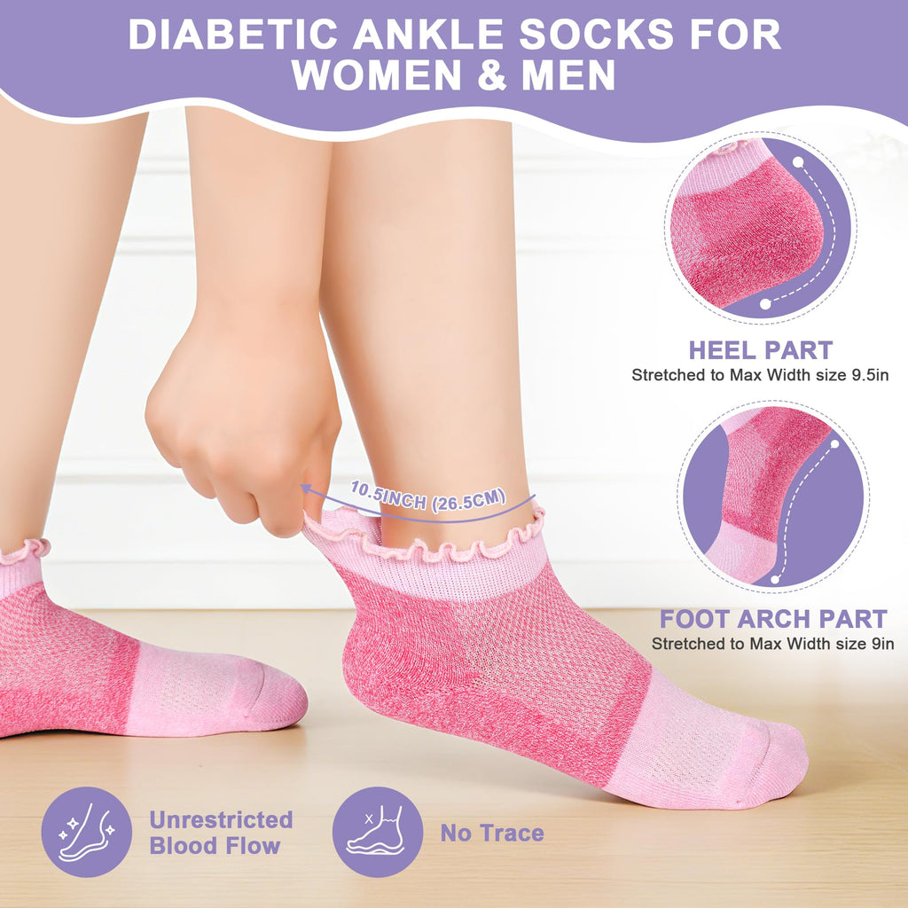 Diabetic Ankle Socks 6 Pairs Low Cut Non Binding M566212