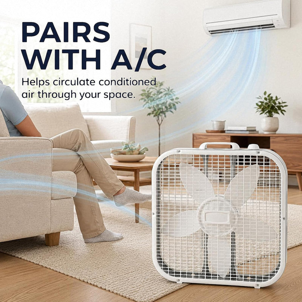 20 Inch 3-Speed White Box Fan U6854