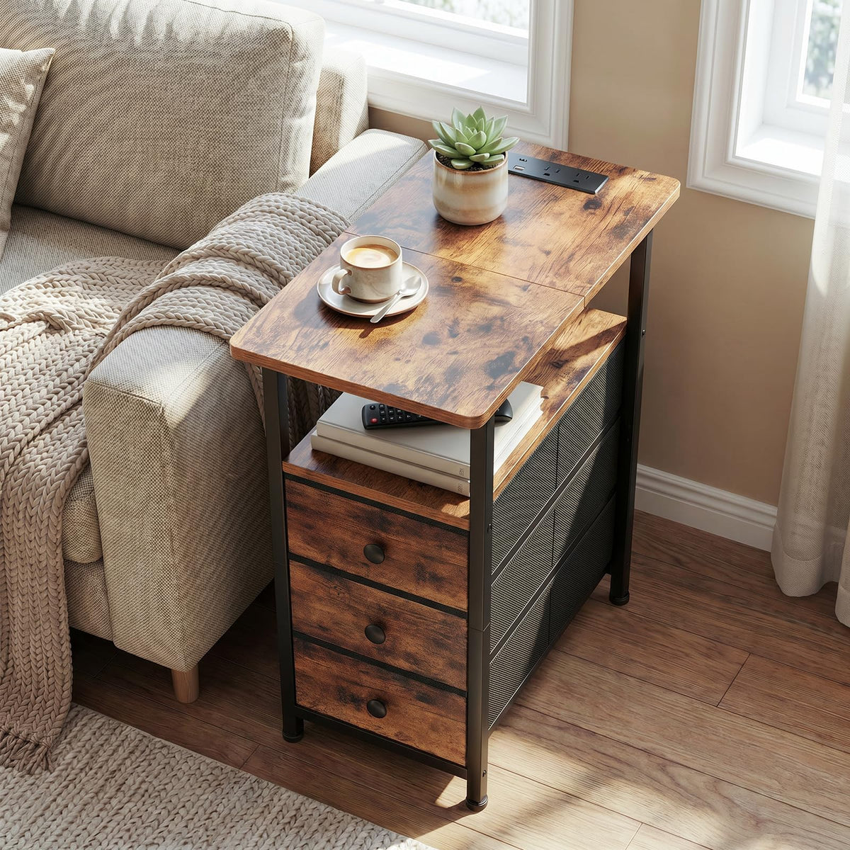 Narrow Side Table with Charging Station N67396
