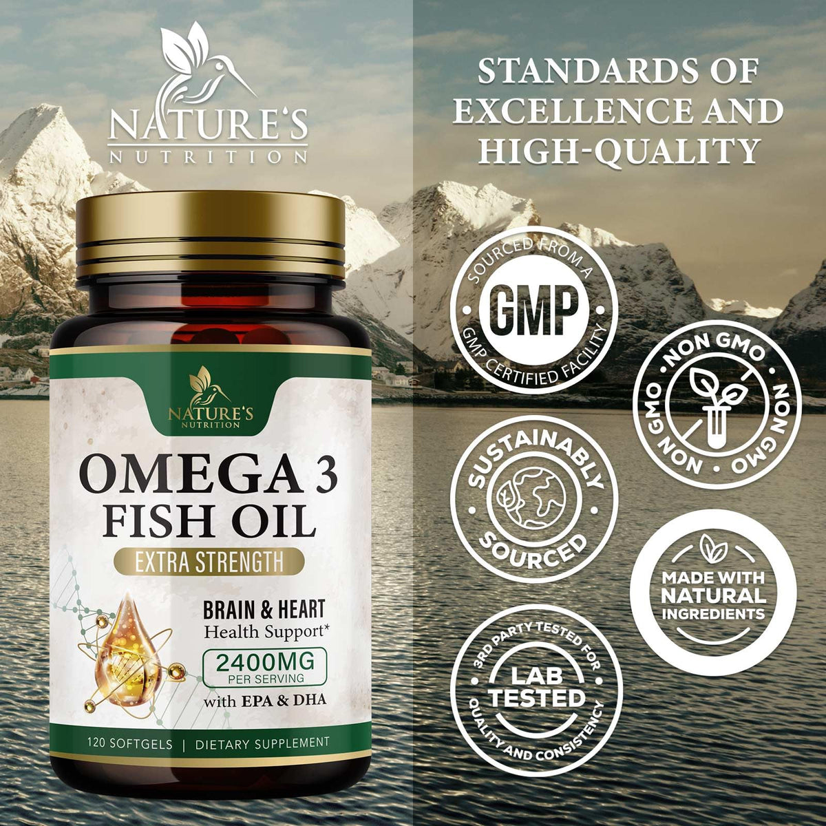 Omega 3 Fish Oil 2400mg 120 Softgels Q356249