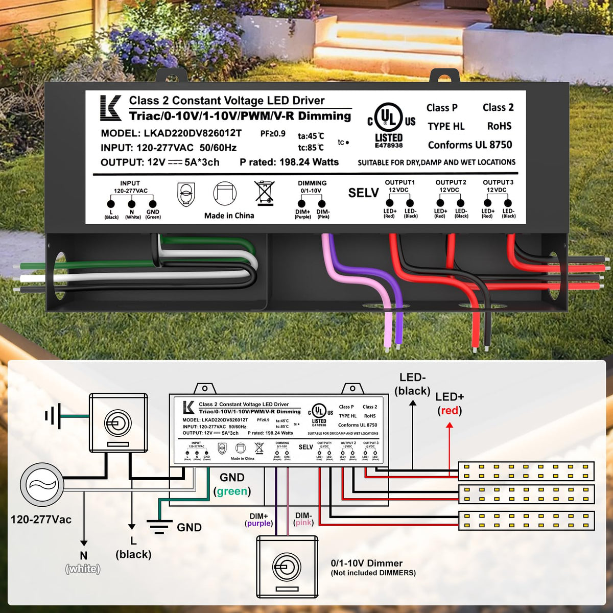 200W Dimmable IP67 Waterproof LED Driver J44272
