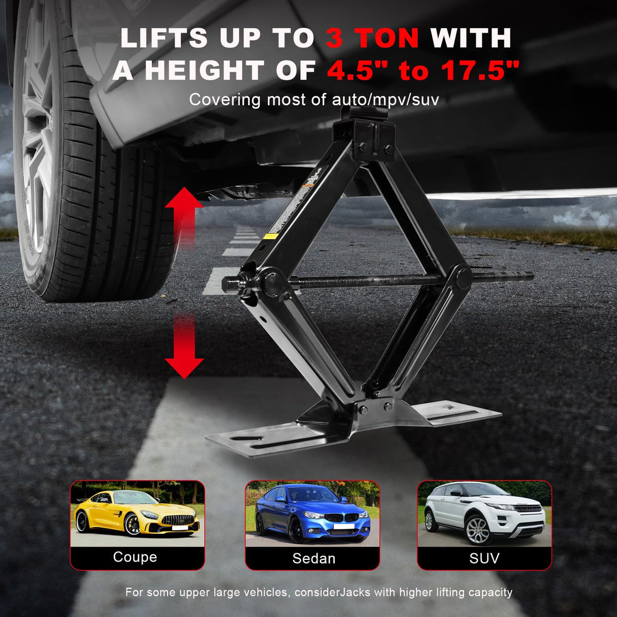 3 Ton Scissor Car Jack with Lug Wrench X4537