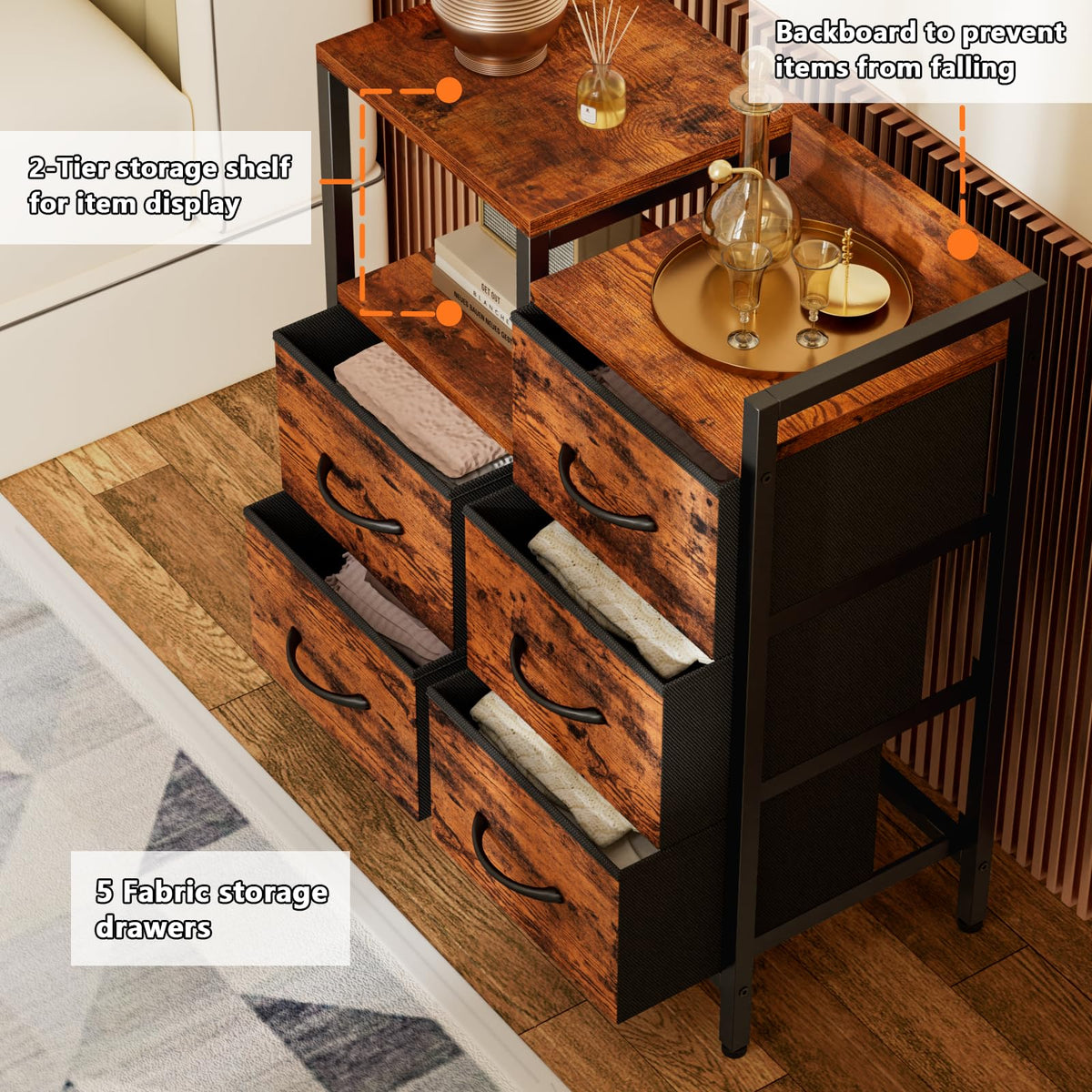 Rustic Brown 5 Drawer Dresser O361840