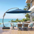 12FT Cantilever Round Umbrella with Base & Cover Navy Blue V5950