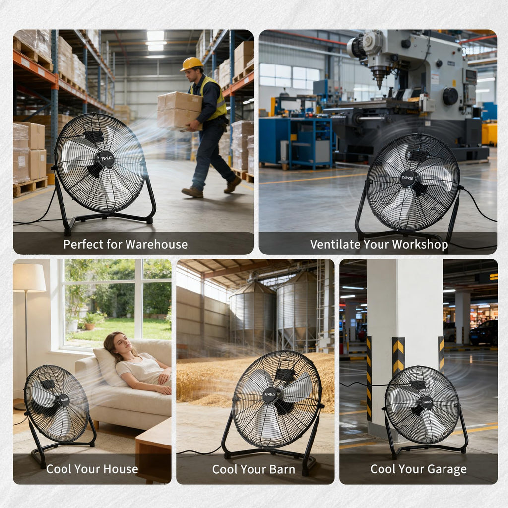 20 Inch High Velocity 3 Speeds Portable Floor Fan D3086
