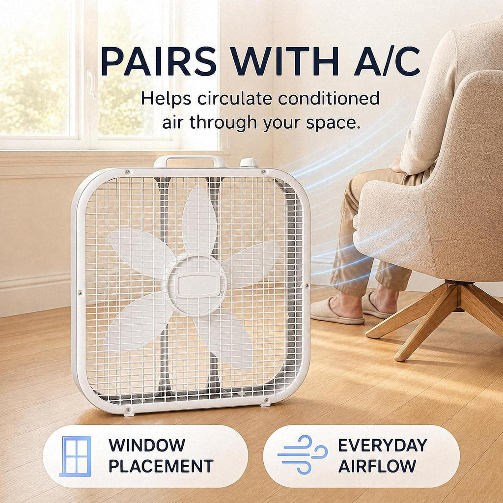 20 Inch 3-Speed White Box Fan U6854