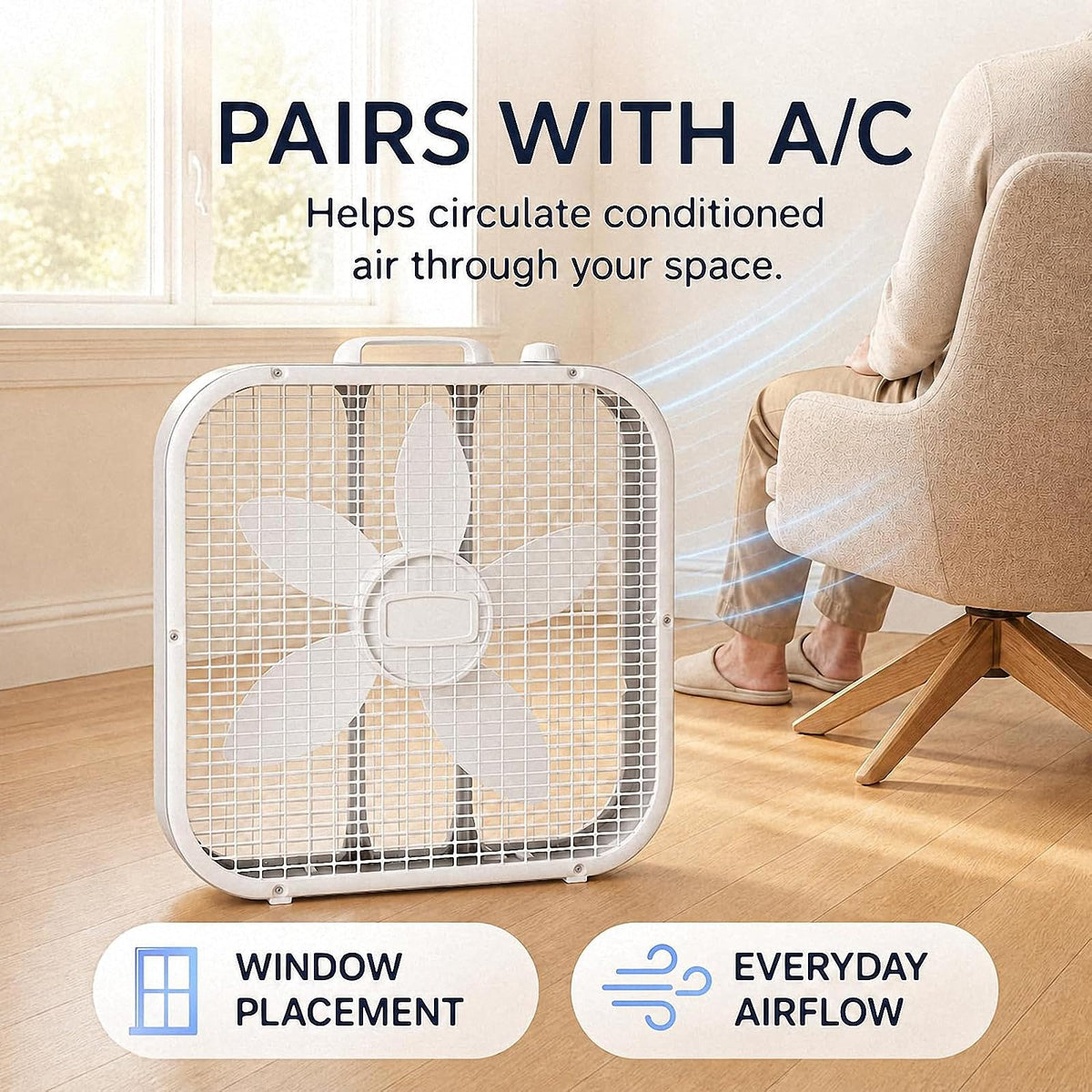 20 Inch 3-Speed White Box Fan U6854