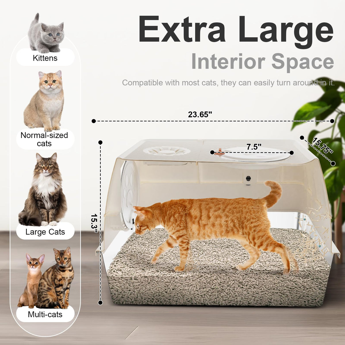 XL Stainless Steel Enclosed Litter Box with Lid M6138