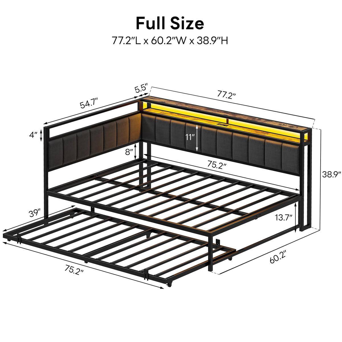 Black Full Daybed with Trundle X295951