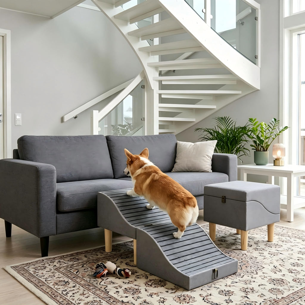Foldable Pet Stair 2-in-1 Gray L985