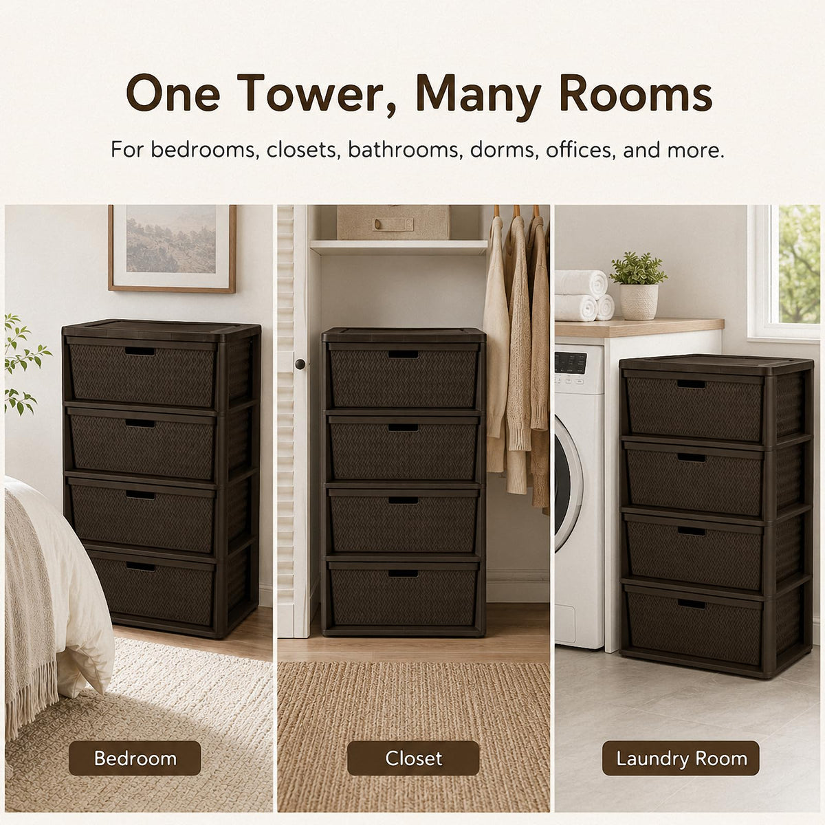 Brown 4 Drawer Plastic Storage Organizer L3166
