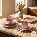 12 Pcs Light Pink Melamine Dinnerware Set A84356