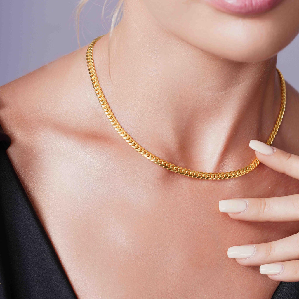 5.5mm Gold Vermeil Sterling Silver Cuban Link Chain Necklace O703915