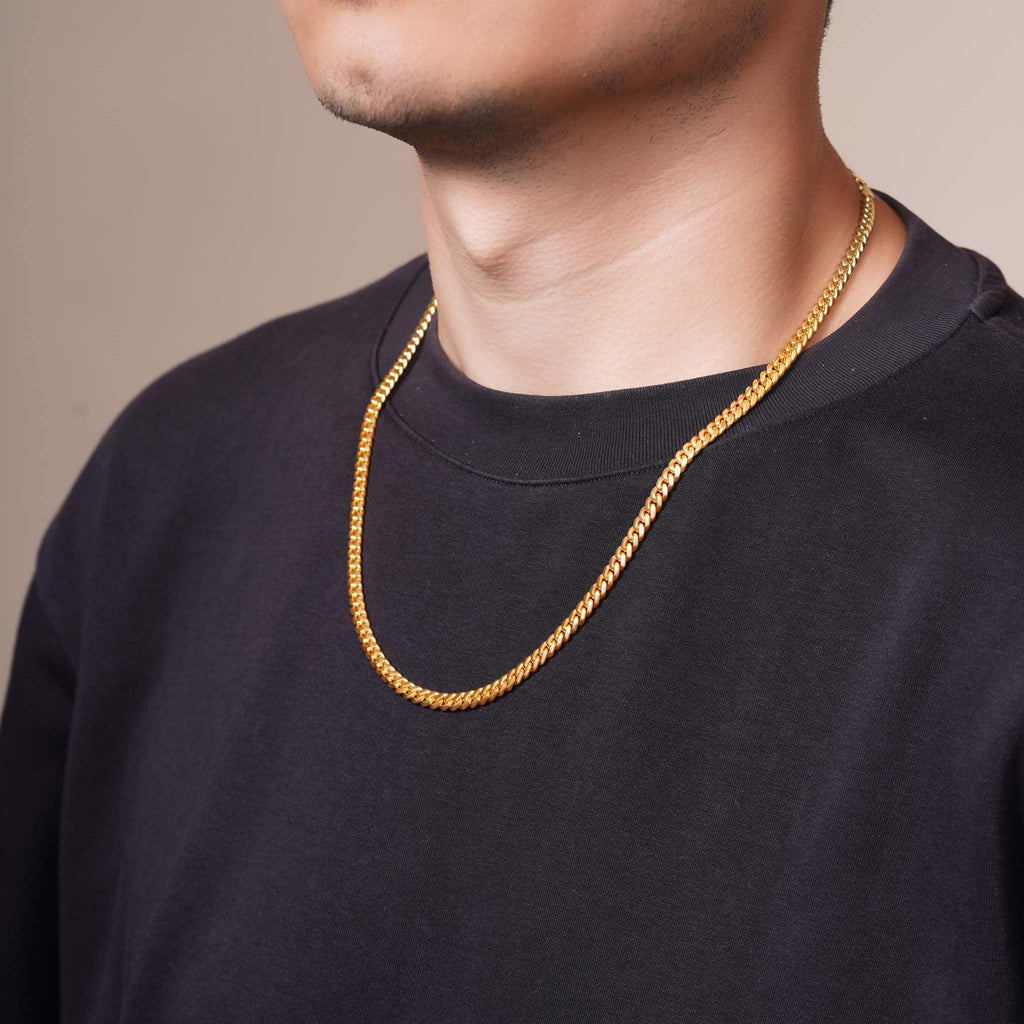5.5mm Gold Vermeil Sterling Silver Cuban Link Chain Necklace O703915