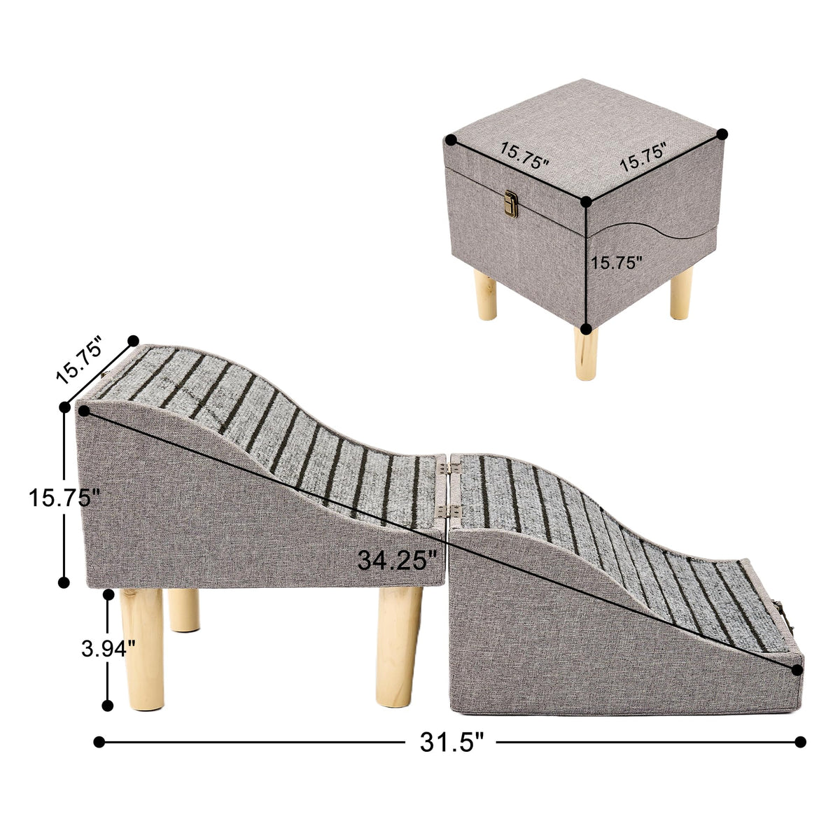 Foldable Pet Stair 2-in-1 Gray L985