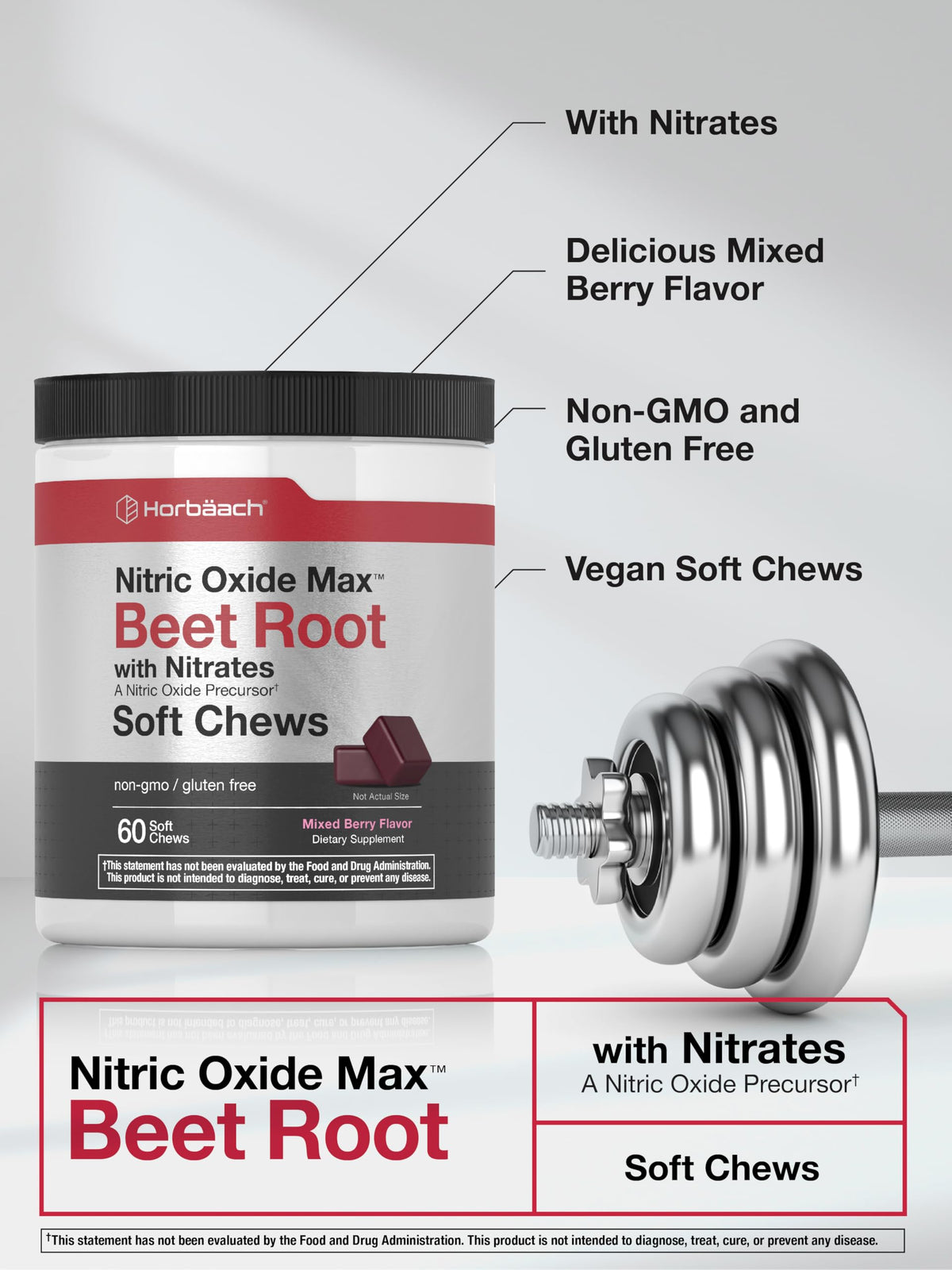 Beet Root Soft Chews 60 Count Mixed Berry Flavor V38553