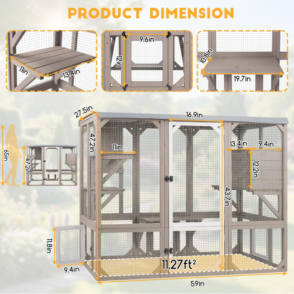 Wooden Catio with 4 Platforms N790