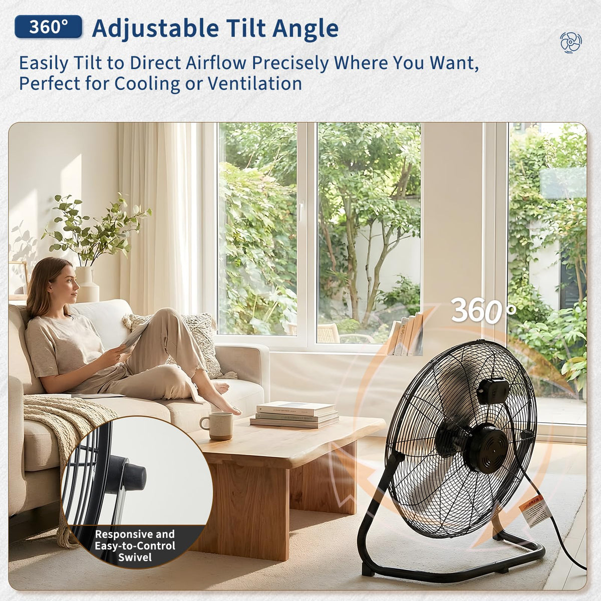 20 Inch High Velocity 3 Speeds Portable Floor Fan D3086