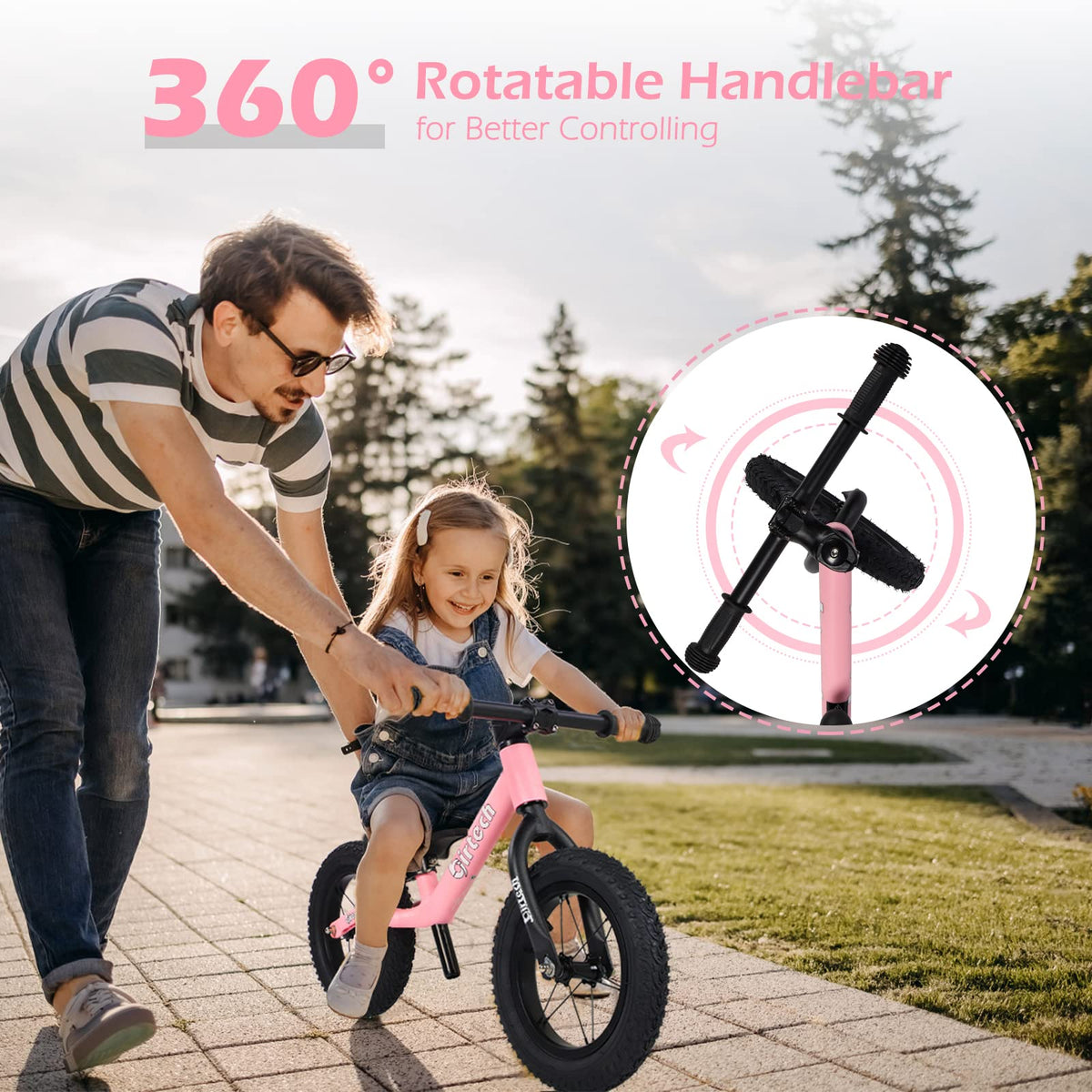 12" No Pedal Balance Bike with Inflatable Rubber Tires S7846