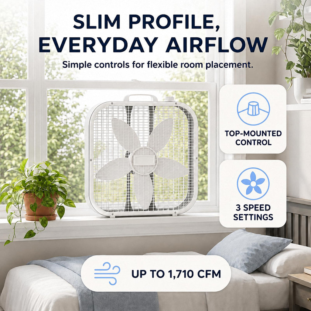 20 Inch 3-Speed White Box Fan U6854