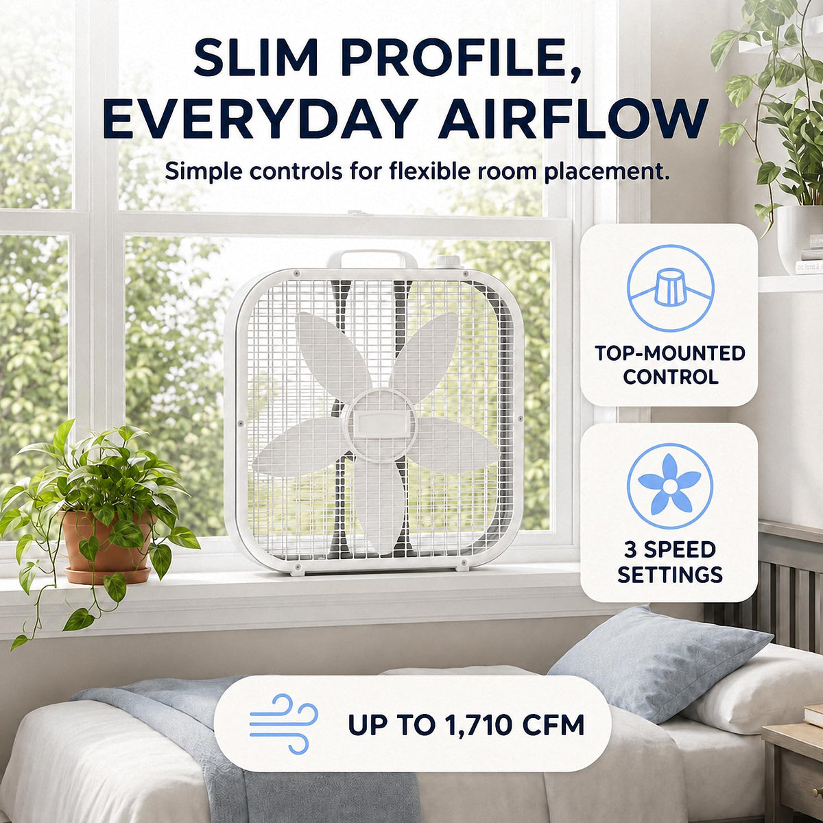 20 Inch 3-Speed White Box Fan U6854