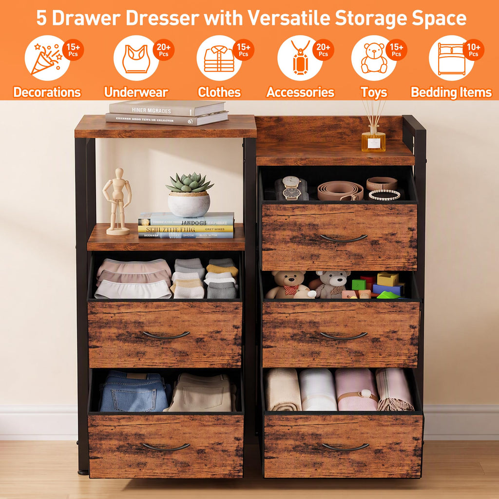 Rustic Brown 5 Drawer Dresser O361840