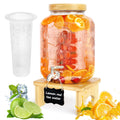 2 Gallon Glass Beverage Dispenser with Wood Stand M6904