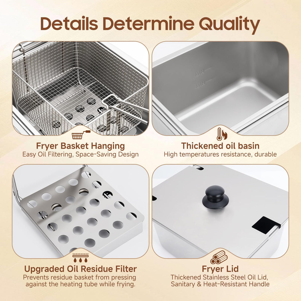 1700W 12L Stainless Steel Electric Deep Fryer with Basket and Lid I11519