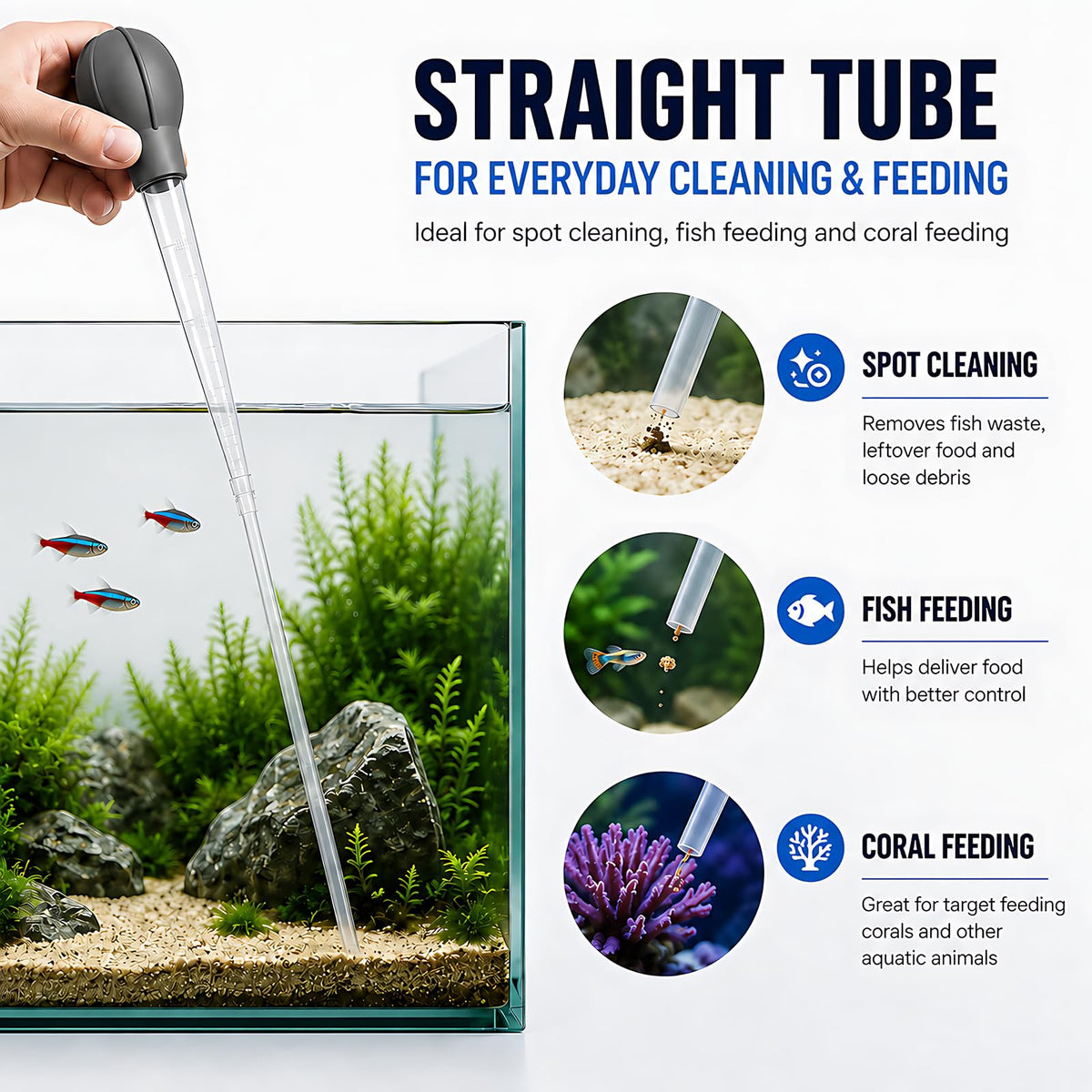 Aquarium Turkey Baster 4-in-1 Spot Cleaner and Coral Feeder 21.6 in U8513