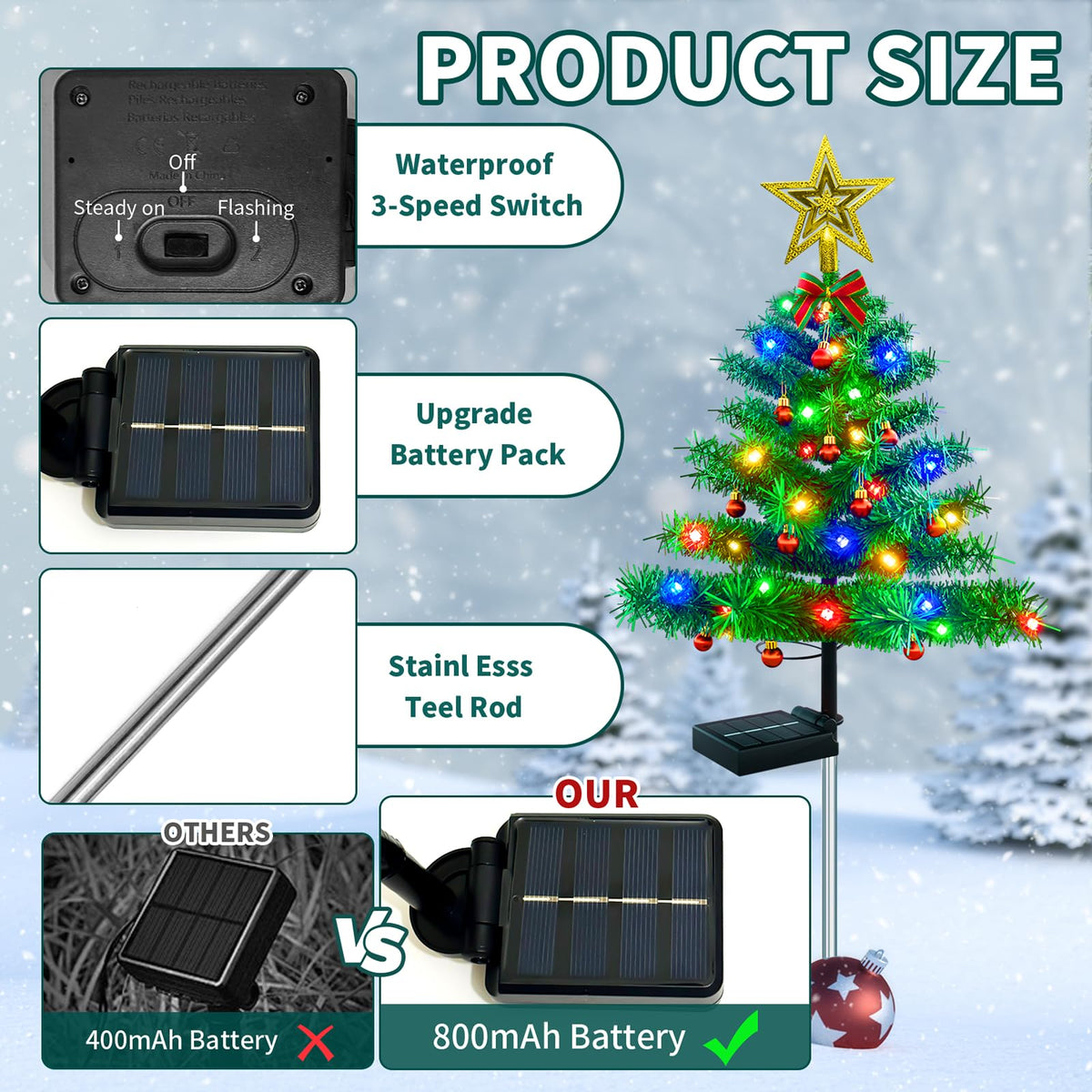 Solar Outdoor Christmas Tree Lights Z56867