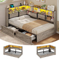 Twin Corner Bed Daybed with 6 Storage Drawers Grey J437086