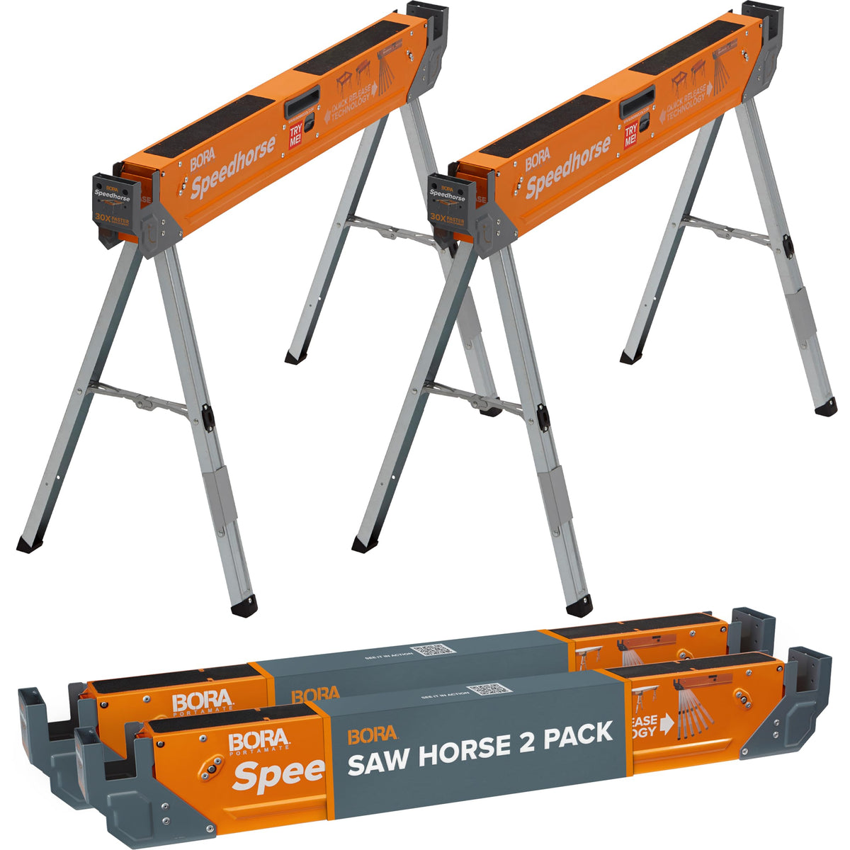 2 Pack Folding Heavy Duty Metal Sawhorse Q1806