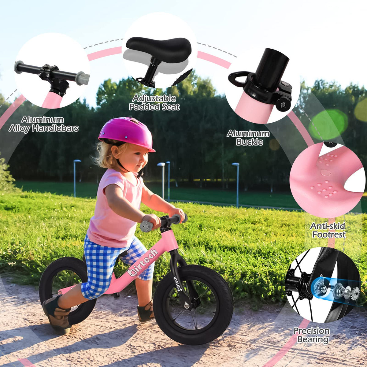 12" No Pedal Balance Bike with Inflatable Rubber Tires S7846