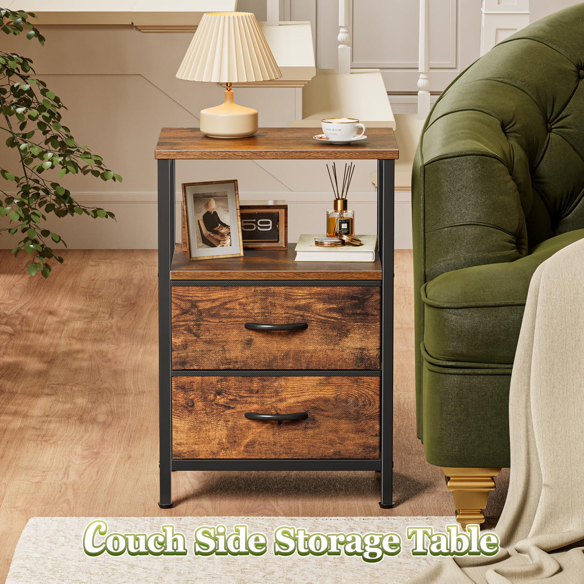 Night Stand Set of 2 with 2 Drawers W2862