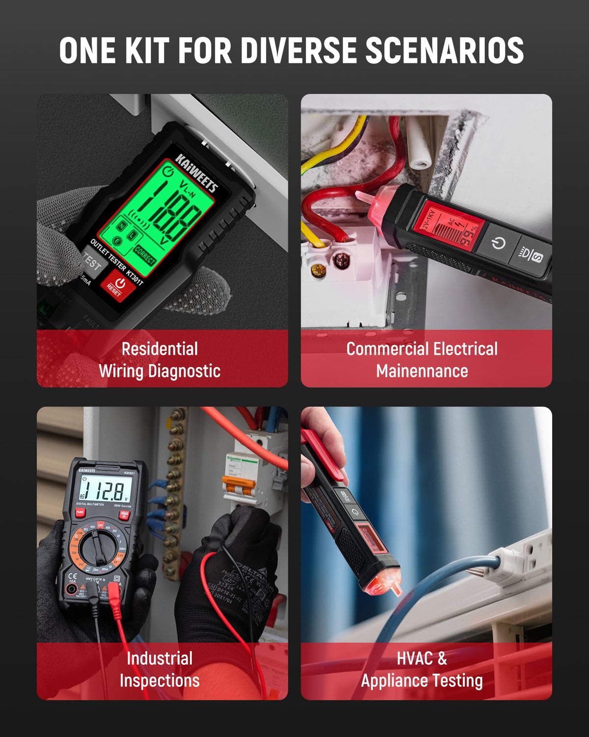 Digital Multimeter Non-Contact Voltage Tester GFCI Outlet Tester Kit Q8189