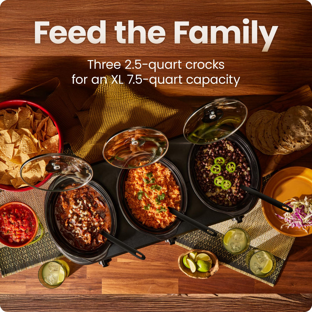 Triple Slow Cooker with 2.5 Qt Ceramic Crocks M77909