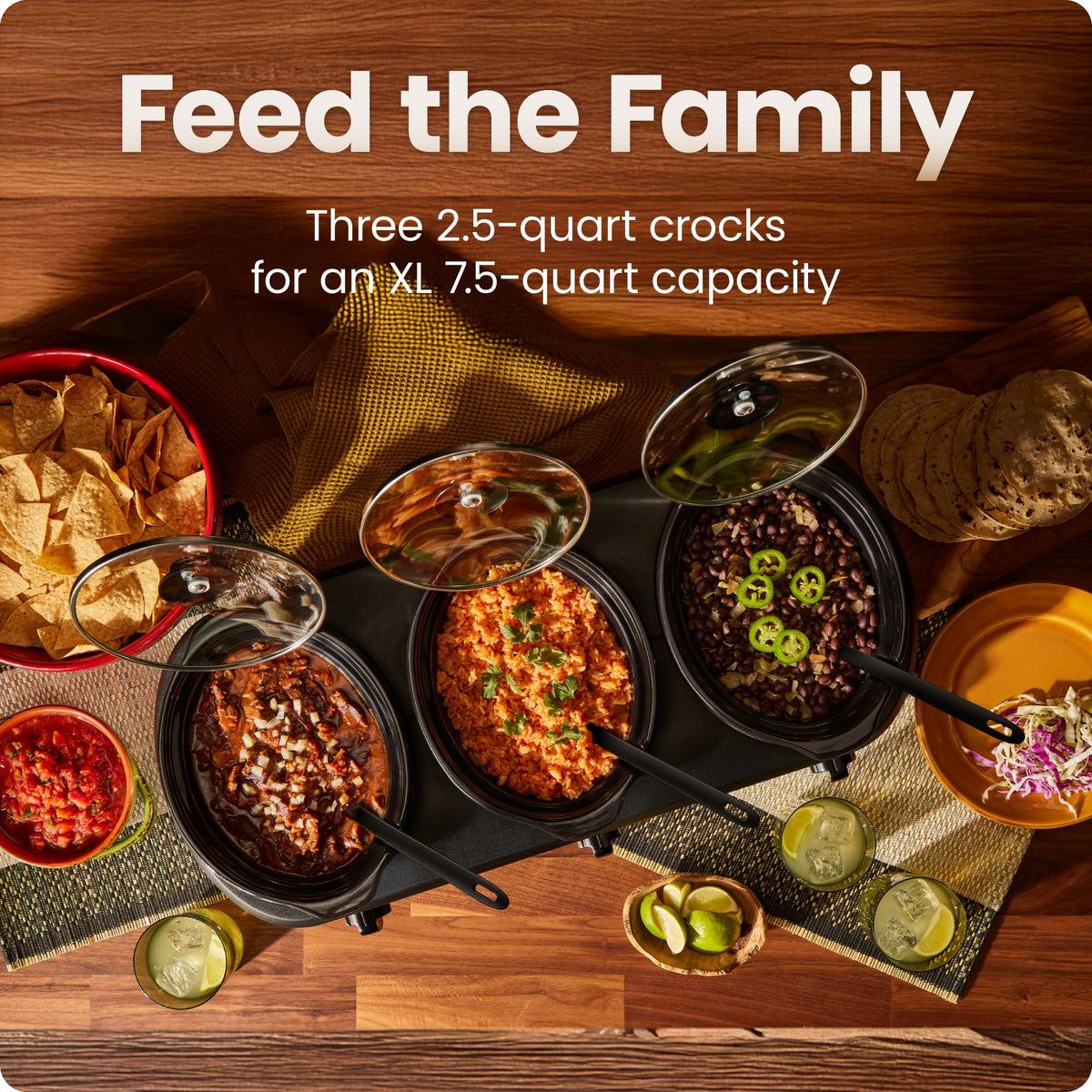 Triple Slow Cooker with 2.5 Qt Ceramic Crocks M77909