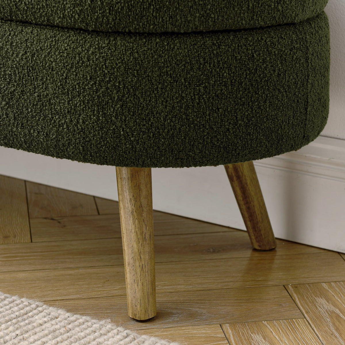 Oval Storage Bench with Rubber Wood Legs Green A157970