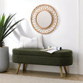 Oval Storage Bench with Rubber Wood Legs Green A157970