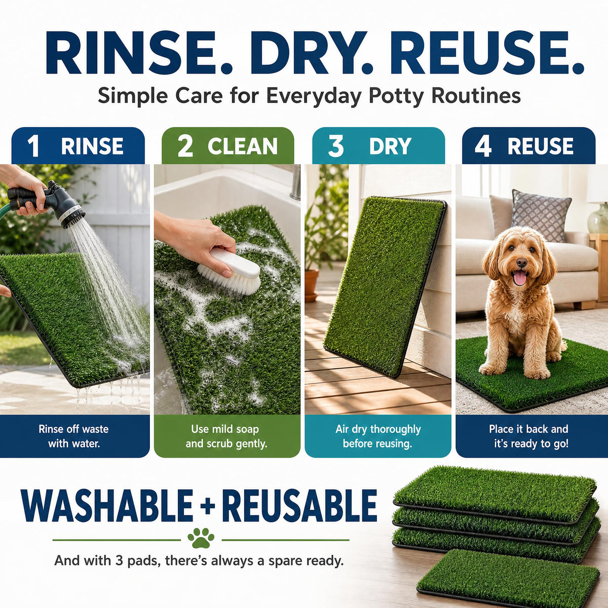 Dog Potty Grass Pads 2 Pack 30 x 20 in Replacement Turf L92789