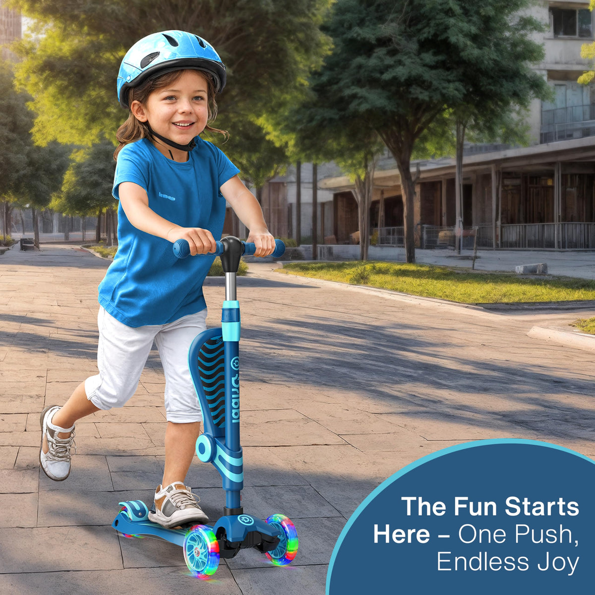 Blue 3 Wheel Scooter with Seat for Kids F3290