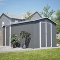 12x8 FT Galvanized Steel Storage Shed with Lockable Doors B53968