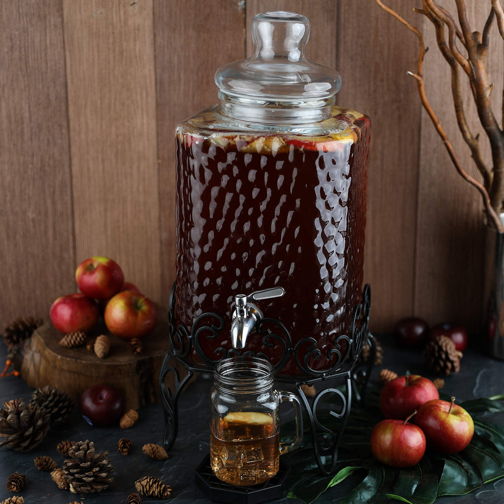 2.5 Gallon Glass Beverage Dispenser with Stand and Stainless Steel Spigot B963