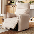 360 Swivel Recliner Chair with 2 Pillows Beige Corduroy W97829