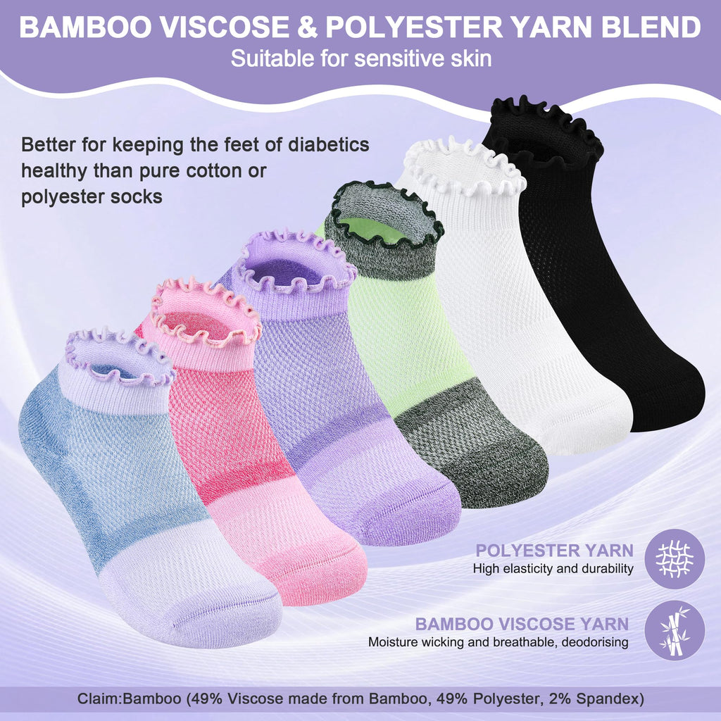 Diabetic Ankle Socks 6 Pairs Low Cut Non Binding M566212
