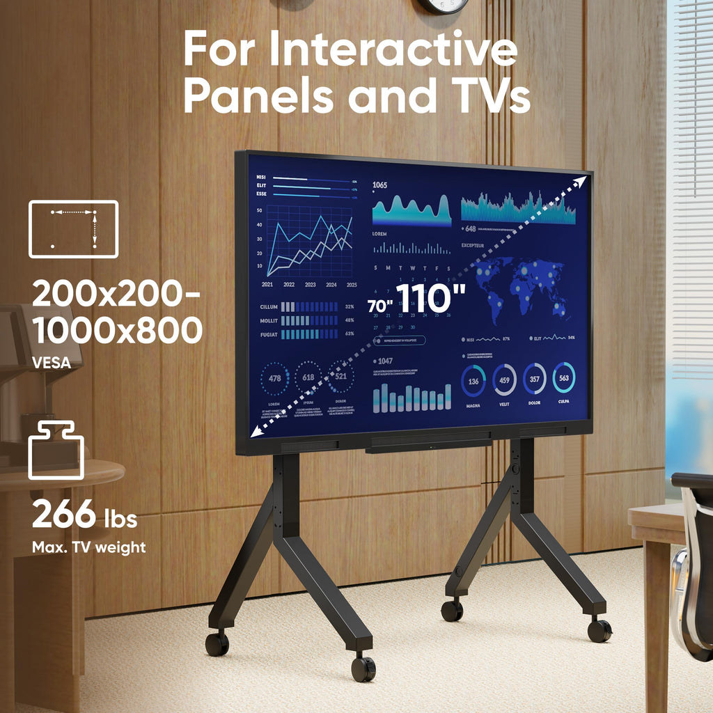 Mobile TV Stand on Wheels 70-110 Inch Black B796