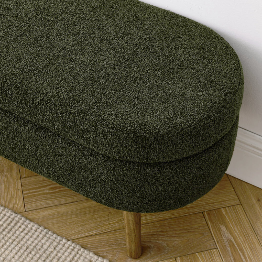 Oval Storage Bench with Rubber Wood Legs Green A157970