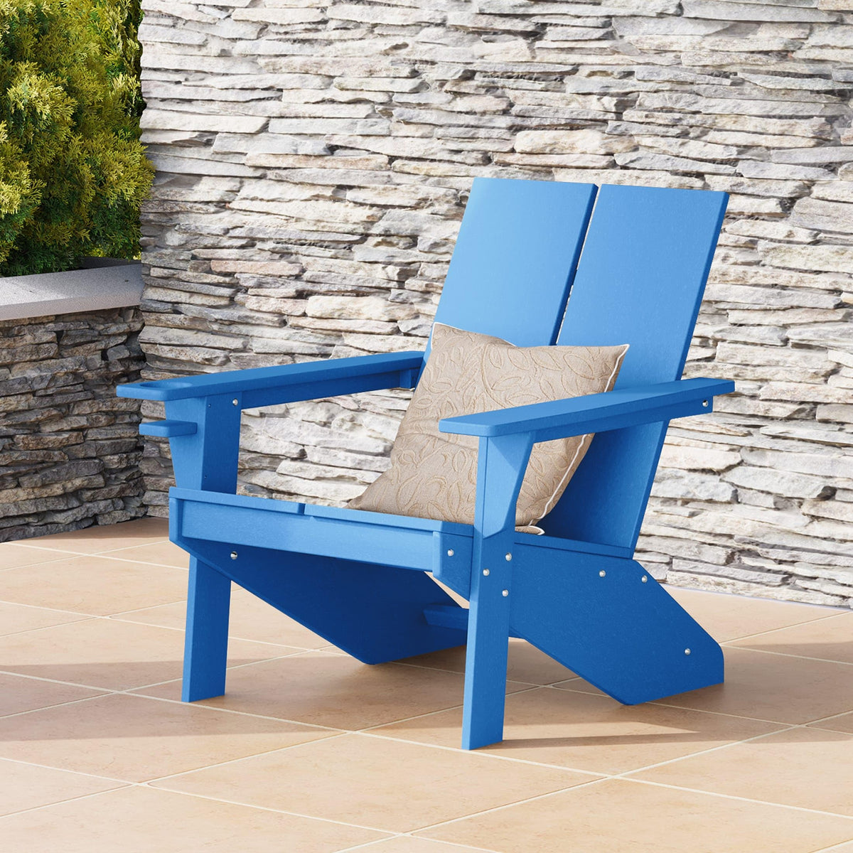 Pacific Blue HDPE Adirondack Chair with Cup Holder K865